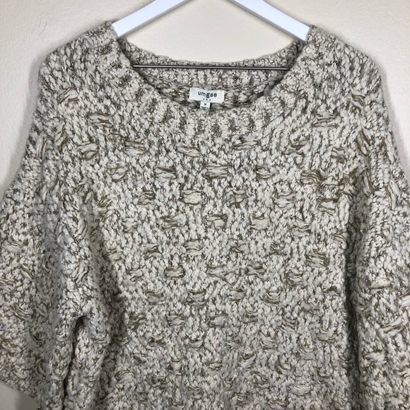 Umgee Chunky Knit Basket Weave Fuzzy Oversized Sweater Size Medium - Picture 3 of 10
